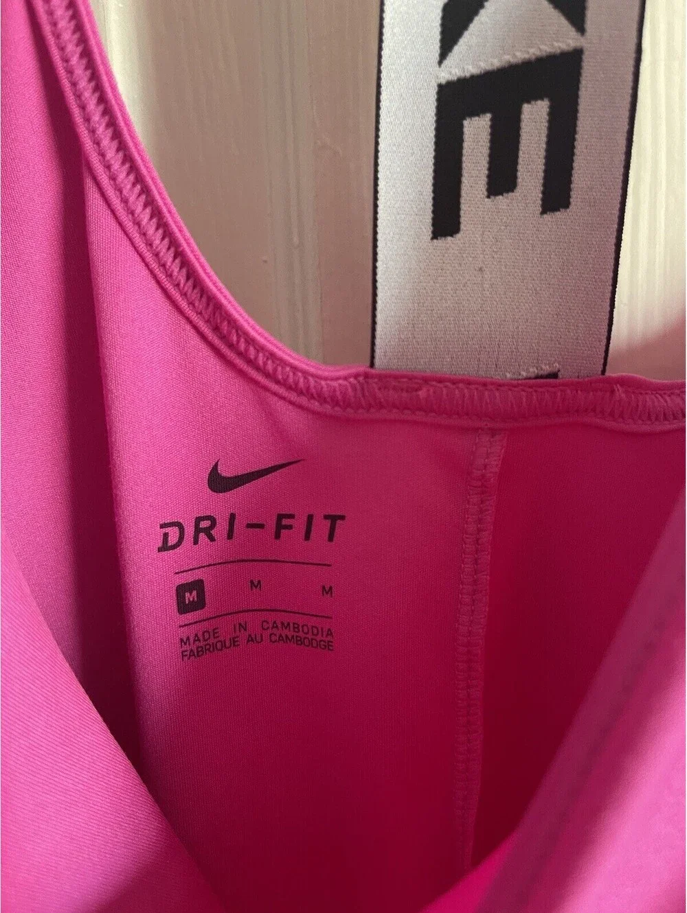 NIKE Tank Top Womens M Pink T Strap Racerback Logo Dri-Fit Athletic Running